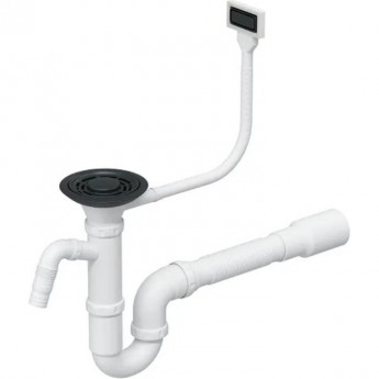 Сифон одинарный GRANULA с прямоугольным переливом черный матовый Сифон одинарный GRANULA с прямоугольным переливом черный матовый